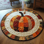 Pumpkin Spice Halloween Round Mat Rug - washable non-slip printed rug