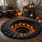 Pumpkin Spiral Dungeon Halloween Round Mat Rug - washable non-slip printed rug