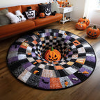 Pumpkin Spiral Halloween Round Mat Rug - washable non-slip printed rug