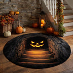 Pumpkin Stair Descent Halloween Round Mat Rug - washable non-slip printed rug