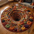 Pumpkin Vortex Halloween Round Mat Rug - washable non-slip printed rug