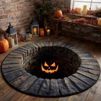 Pumpkin Well Halloween Round Mat Rug - washable non-slip printed rug