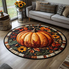 Pumpkin Wonderland Magic Halloween Round Mat Rug - washable non-slip printed rug
