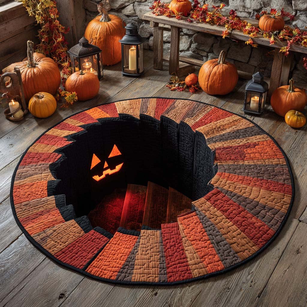 Pumpkins Descent Round Mat Rug - Nature Design | Serene Home Decor