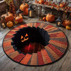 Pumpkins Descent Halloween Round Mat Rug - washable non-slip printed rug