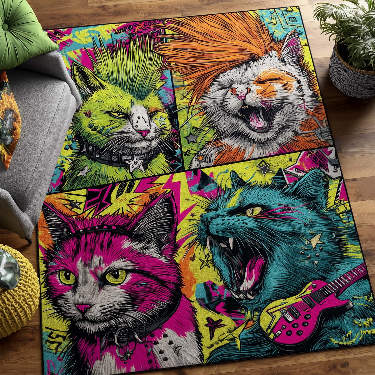 Punk Paws area rug in a living room