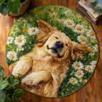 Pure Joy Round Mat Rug - washable non-slip printed rug