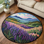 Purple Essence Round Mat Rug - washable non-slip printed rug