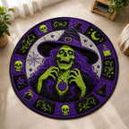 Purple Skeleton Witch Round Mat Rug - Nature Design | Serene Home Decor