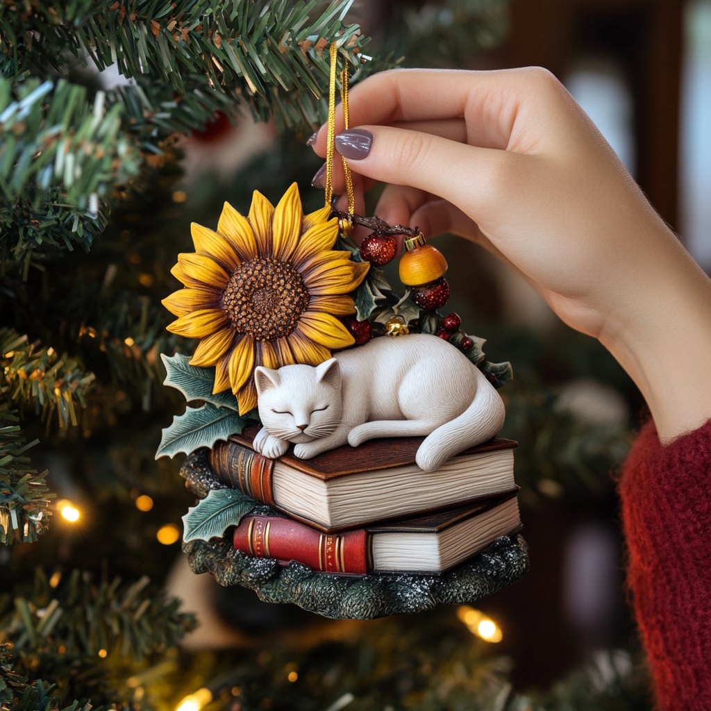 Purrfect Sunflowers Christmas Ornament