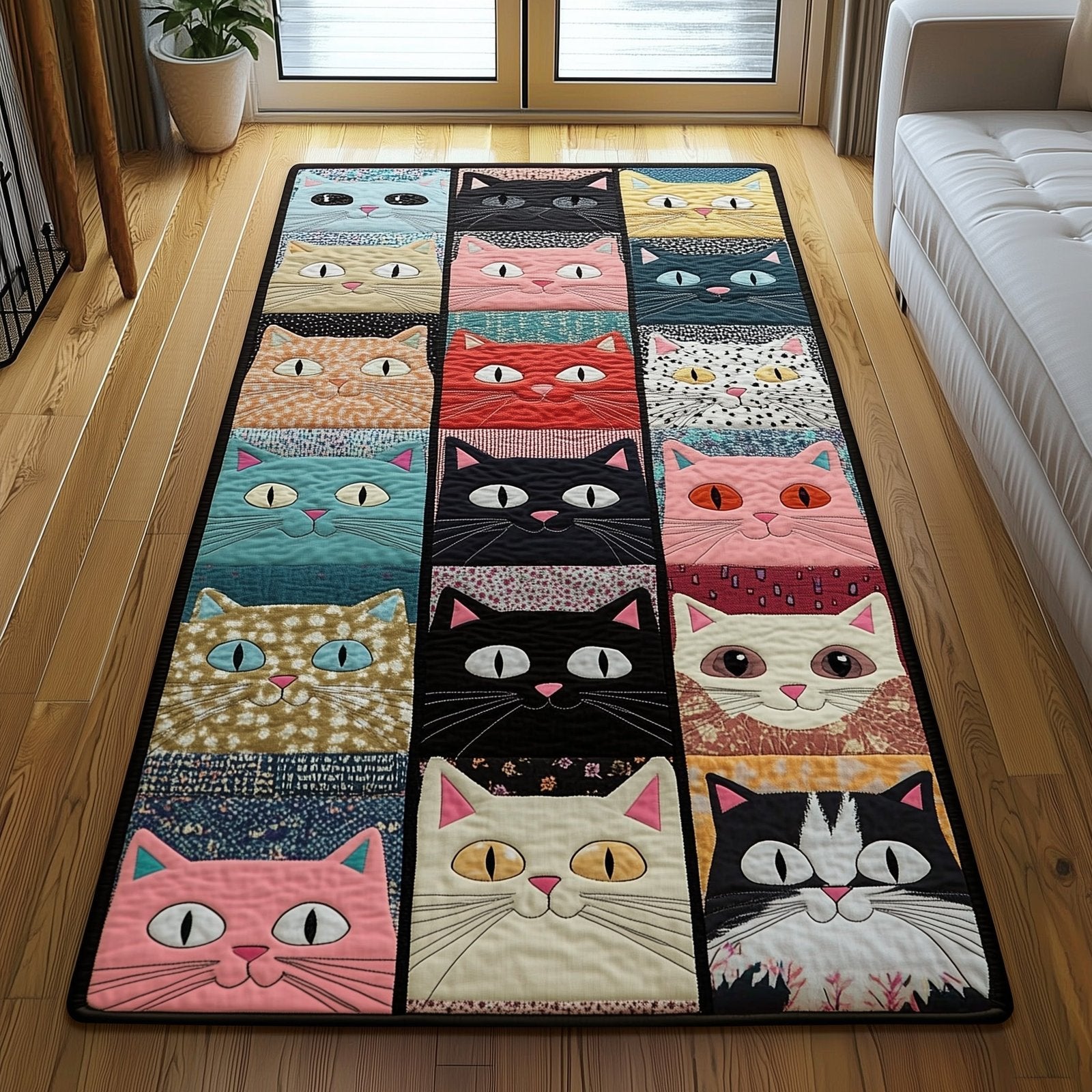 Purrfect Cat Haven Runner Rug - Cute Pet Design | Animal Printed Runner Rug