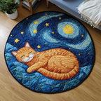 Purrfect Spot Round Mat Rug - washable non-slip printed rug