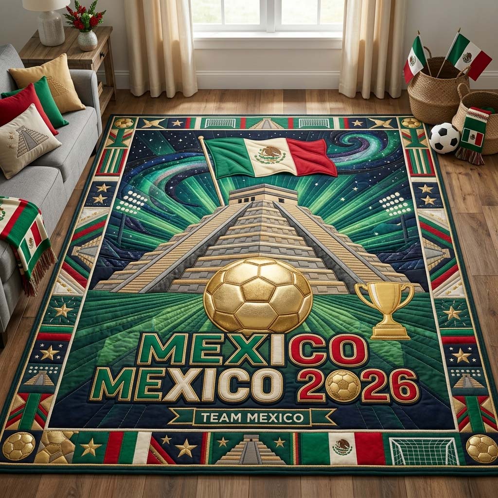 Pyramid Pride area rug in a living room