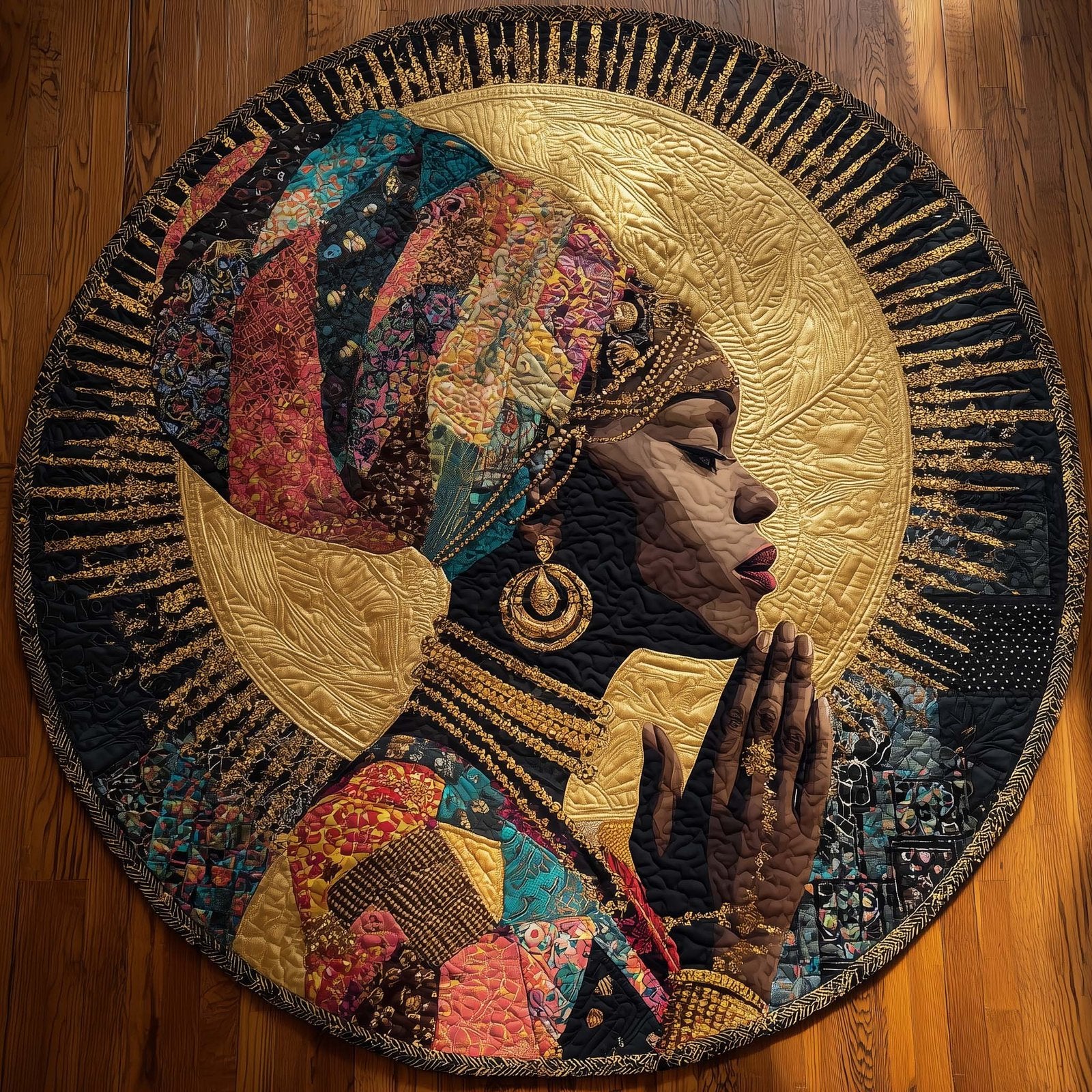 Queen Of Heritage Round Mat Rug - washable non-slip printed rug
