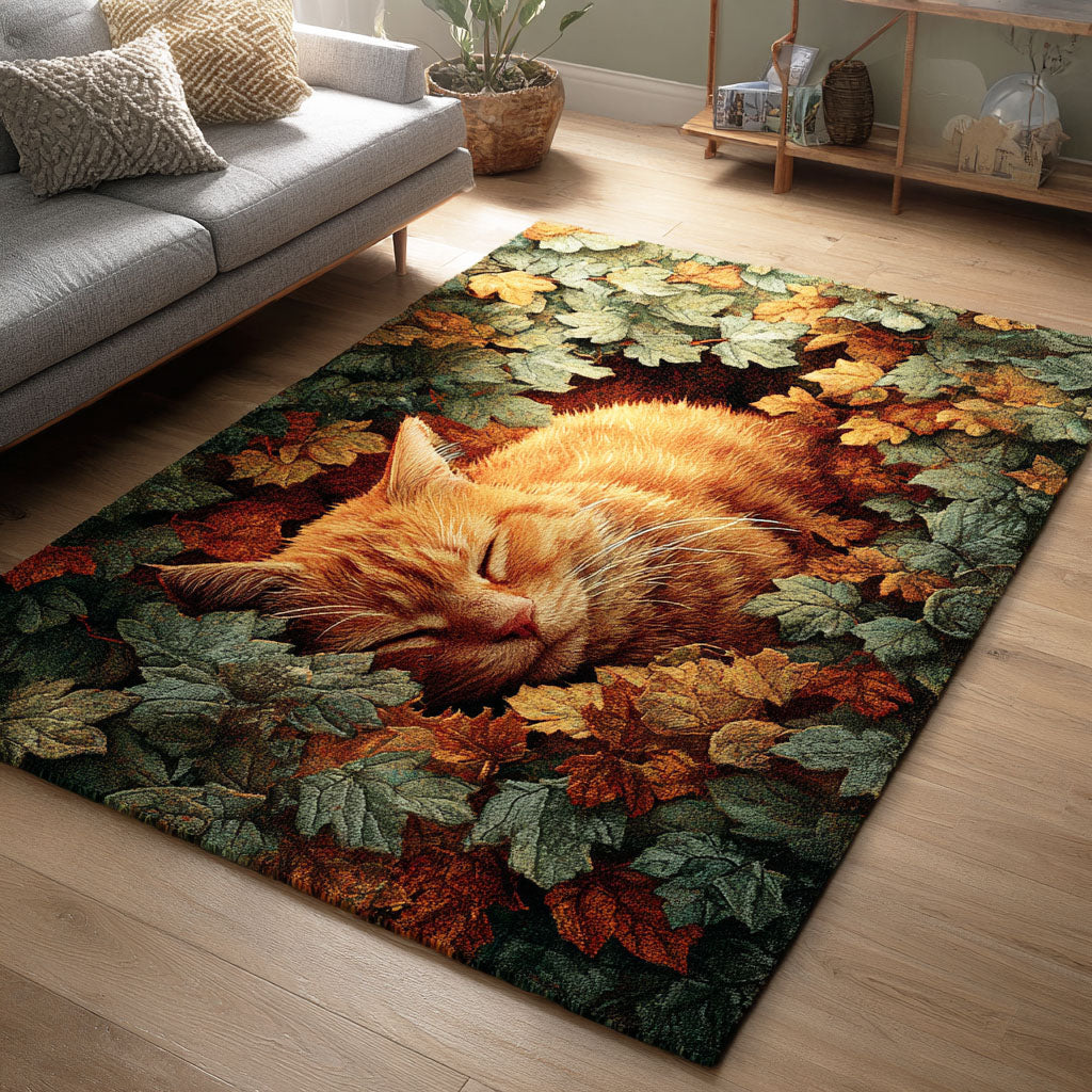 Quiet Cat Moments area rug in a living room