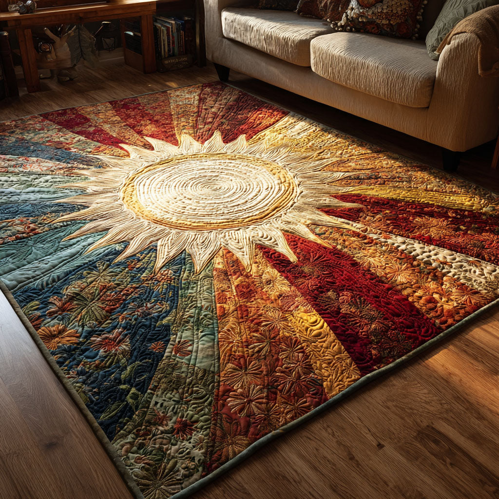 Quiet Glow area rug in a living room