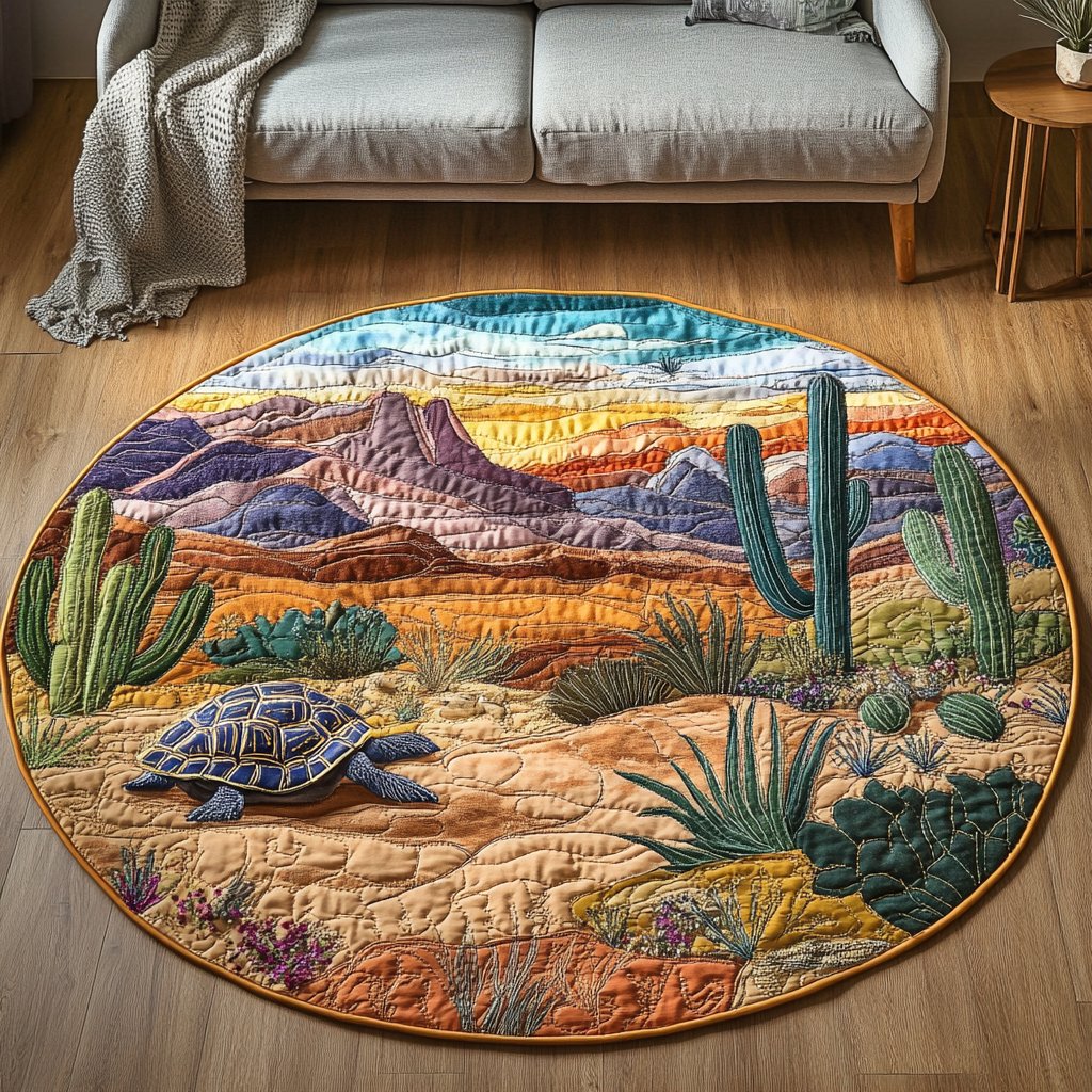 Quiet Tortoise Round Mat Rug - washable non-slip printed rug