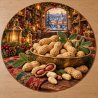 Peanuts and deep Christmas pantry scenery printed on a complete flat rug