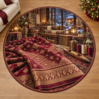 Malaysian Songket Weaving with deep Christmas textile weaving studio scenery printed on a complete flat rug