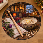 Traditional Scottish Spurtle with deep Christmas baking kitchen scenery printed on a complete flat rug