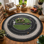 Racing Life Round Mat Rug - washable non-slip printed rug