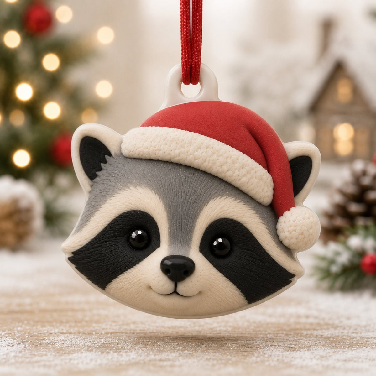 Racoon Cute Face Christmas Ornament