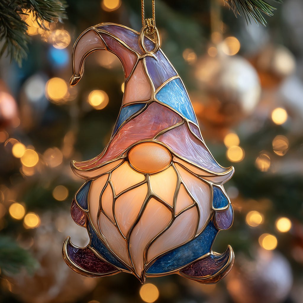 Radiant Glass Gnome Christmas Ornament