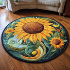 Radiant Blossom Round Mat Rug - washable non-slip printed rug