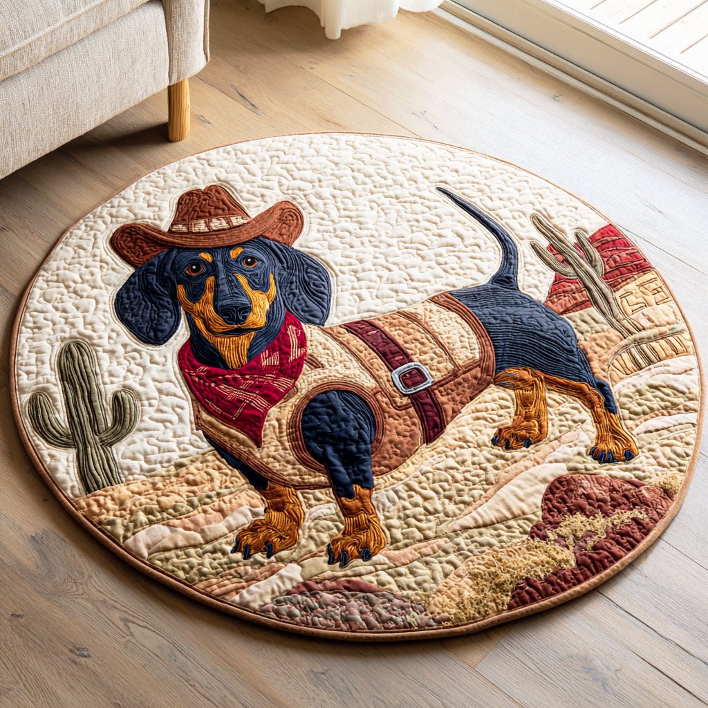 Radiant Dachshund Round Mat Rug - washable non-slip printed rug