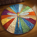 Radiant Dragonfly Round Mat Rug - washable non-slip printed rug