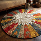 Radiant Garden Round Mat Rug - washable non-slip printed rug