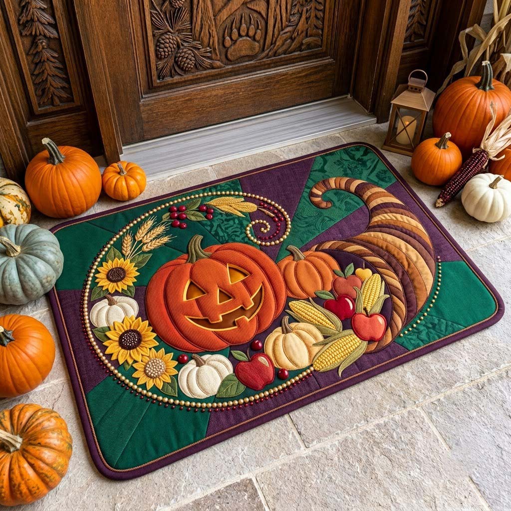 Radiant Harvest Spiral Doormat - Nature Design | Printed Welcome Doormat - washable non-slip printed rug