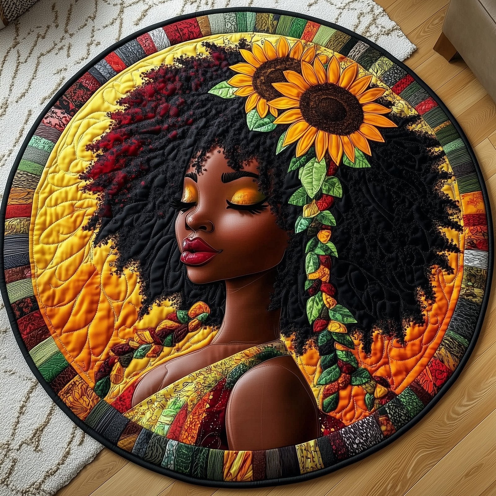 Radiant Heritage Round Mat Rug - Nature Design | Serene Home Decor