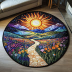 Radiant Horizons Round Mat Rug - washable non-slip printed rug