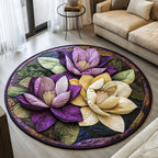 Radiant Magnolia Round Mat Rug - washable non-slip printed rug