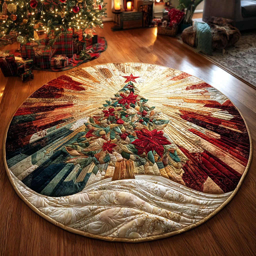 Radiant Noel Tree Round Mat Rug - Nature Design | Serene Home Decor