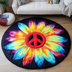 Radiant Peace Round Mat Rug - washable non-slip printed rug