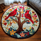 Radiant Redbird Round Mat Rug - washable non-slip printed rug