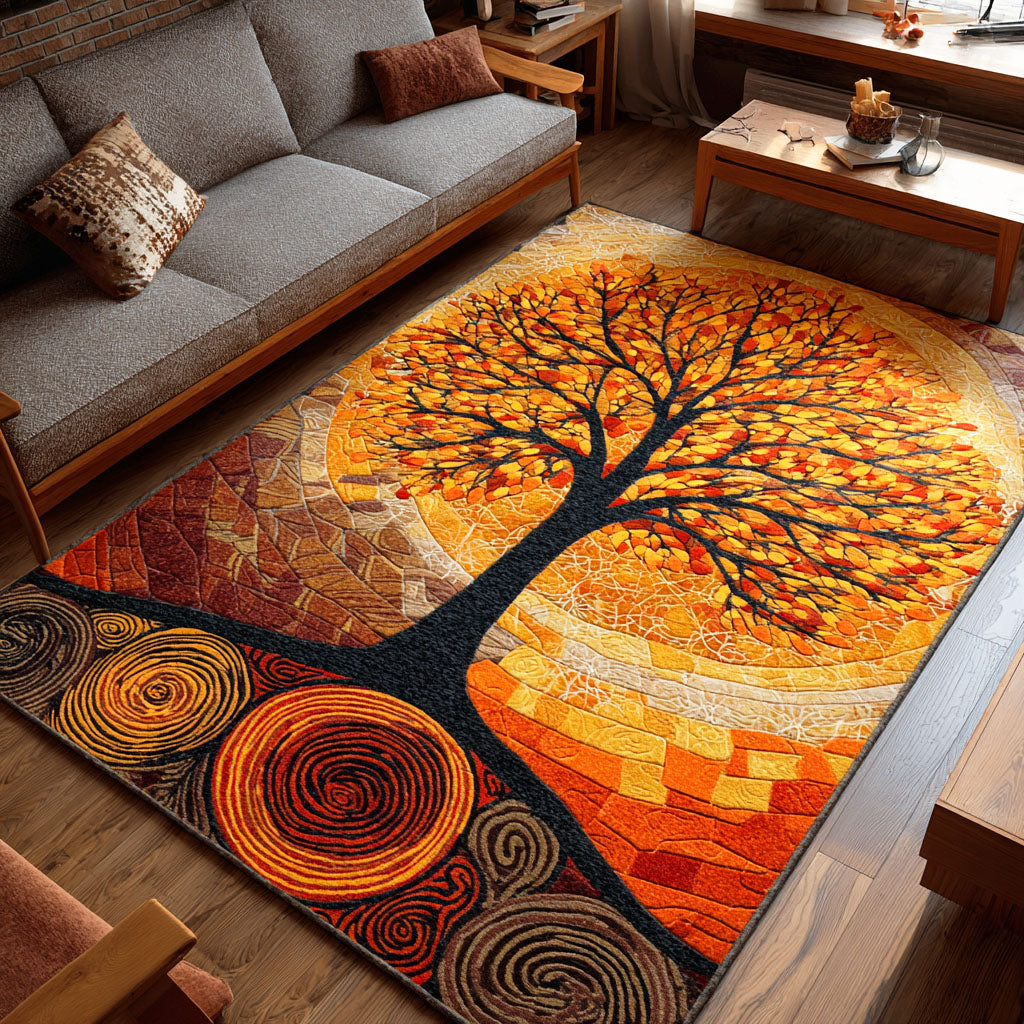 Radiant Roots area rug in a living room