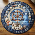 Radiant Shore Round Mat Rug - washable non-slip printed rug