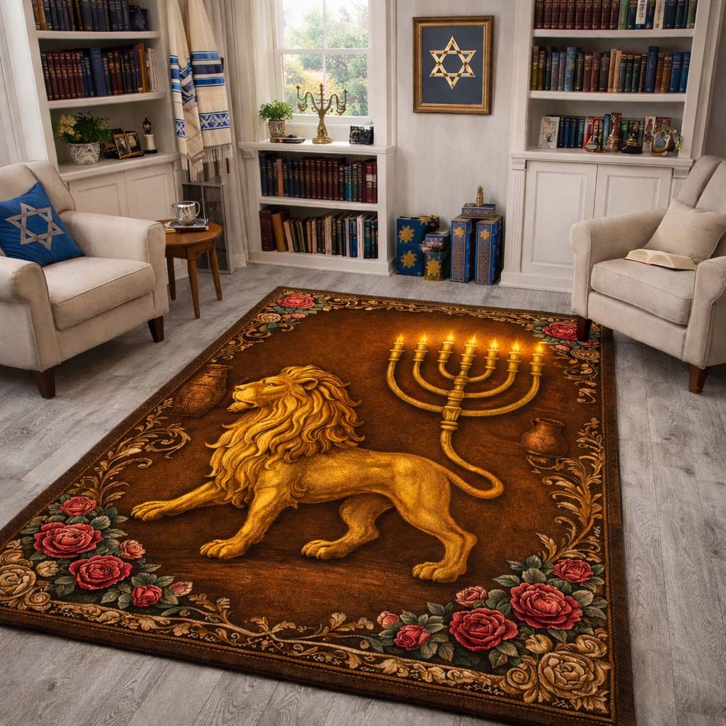 Radiant Star Path area rug in a living room