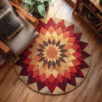Radiant Starburst Round Mat Rug - washable non-slip printed rug