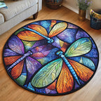 Radiant Trio Round Mat Rug - washable non-slip printed rug