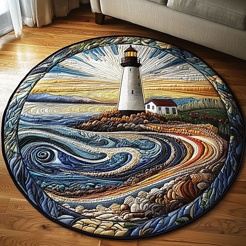 Radiant Waves Round Mat Rug - washable non-slip printed rug