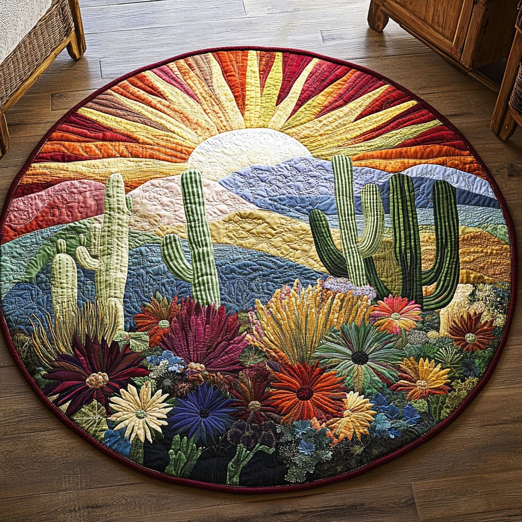 Radiant Wilds Round Mat Rug - washable non-slip printed rug