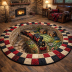 Rail Journey (Design 5) Round Mat Rug - washable non-slip printed rug