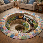 Rail Journey (Design 2) Round Mat Rug - washable non-slip printed rug