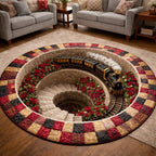 Rail Journey (Design 6) Round Mat Rug - washable non-slip printed rug