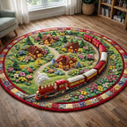Rail Journey (Design 4) Round Mat Rug - washable non-slip printed rug