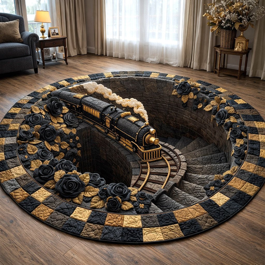 Rail Journey (Design 3) Round Mat Rug - washable non-slip printed rug